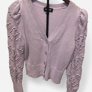 Express Lilac V-Neck Button Front Sweater Cardigan